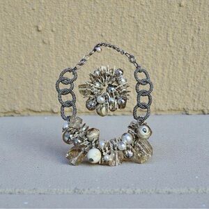 Gold and Silver Women's Statement Chunky Necklace